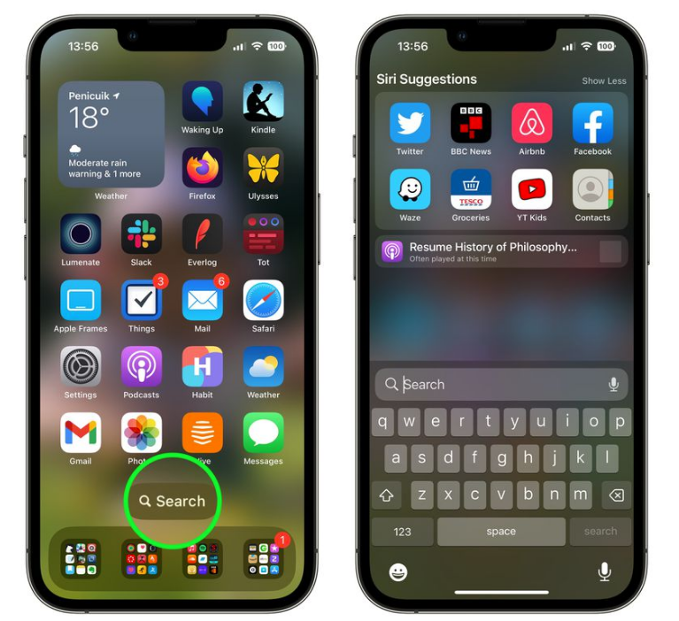新罗苹果手机维修分享升级到 iOS 16 后，如何删除主屏幕上的搜索按钮 